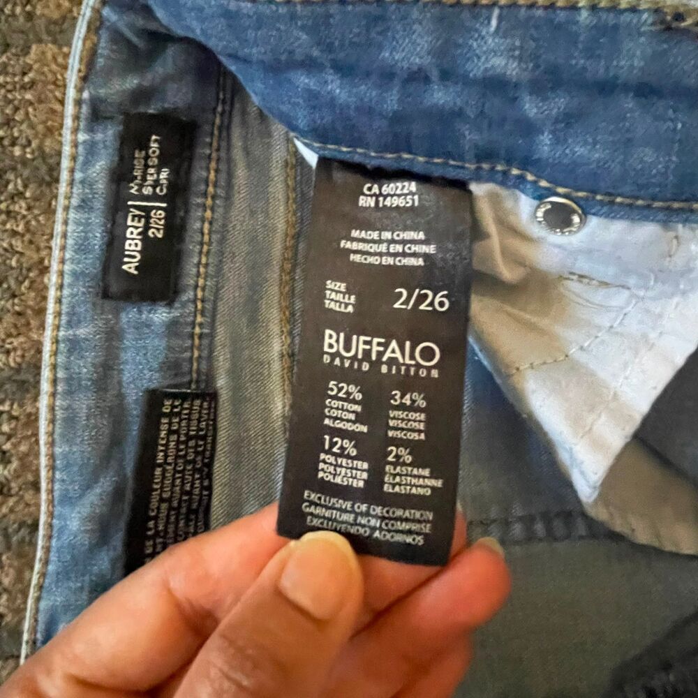 Buffalo David Bitton Womens 2/26 Aubrey Mid Rise Super Soft Capri Jeans Blue - Picture 5 of 11